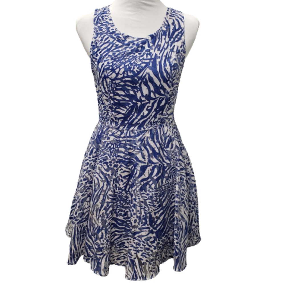 Sugarlips Crinoline Sleeveless Blue Print Dress